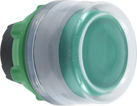 Pushbutton, with protective cap, unlit, groping, waistband round, green, front ring light gray, mounting Ø 22 mm, ZB5APA3C0