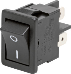 Rocker switch, black, 2 pole, On-Off, off switch, 4 (1) A/250 VAC, IP40, unlit, printed, 1852.1128