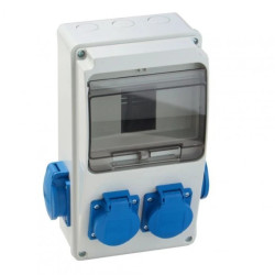 VIPLAST Rozdzielnica Natynkowa Budowlana 6-Modułowa 6M Z Gniazdami 4x250V z transparentnymi drzwiczkami