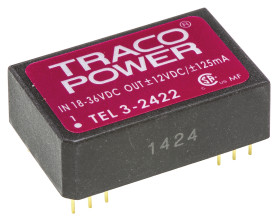 Przetwornica DC-DC, 3W, Uwe 18 → 36 V DC, Uwy ±12V dc, Iwy ±125mA, TRACOPOWER