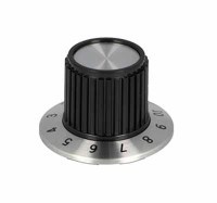 GALKA-111B Gałka srebrna ze skalą na ośkę 6.0 mm 14x18.8mm; kołnierz: 29mm