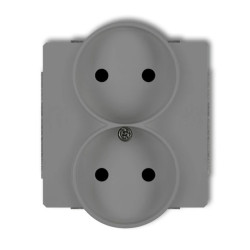 DECO Gniazdo podwójne do ramki szary mat 27DGPR-2p