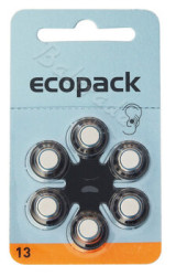 6x baterie do aparatów słuchowych ecopack Varta 13