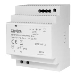 Zasilacz impulsowy na szynę TH-35 ZTM-100/12 100W 12V