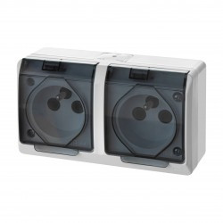 HERMES Gniazdo podwójne 0322-01 BIAŁY dymiony