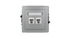 Deco Gniazda Telefoniczne Podwójne 2Xrj11, 4-Stykowy, Beznarzędziowe Srebrny...