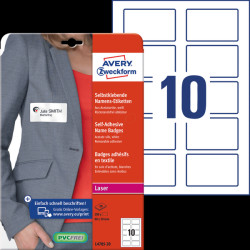 L4785-20 Badges, white, acetate silk, 80 x 50 mm