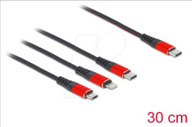 86710 Charging cable, 3in1, C to Lightning, C, Micro, 0.3 m