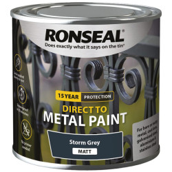 Ronseal 39192 Direct to Metal Paint Storm Grey Matt 250ml