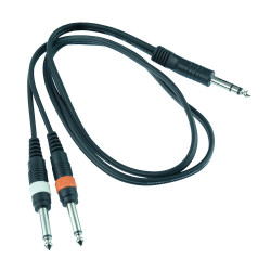 1M 6.35mm Stereo Plug to 2 x 6.35mm Mono Jack Plug Lead