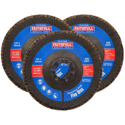 Faithfull FAIFD12580A3 Aluminium Oxide Flap Disc 125 x 22mm 80 Grit (3 Pack)