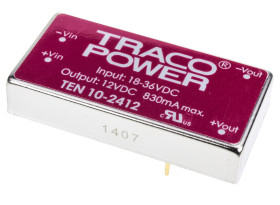 Przetwornica DC-DC, 10W, Uwe 18 → 36 V DC, Uwy 12V dc, Iwy 830mA, TRACOPOWER