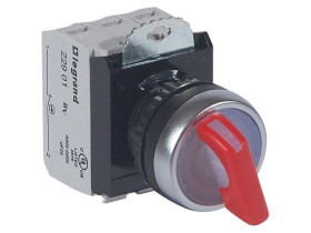 OSMOZ Komplet z podświetleniem - manetka, czerwona 24 v, 2 pozycje stabilne + uchwyt + 1z+1r 023761 LEGRAND