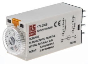 Przekaźnik czasowy zwłoczny jednofunkcyjny 0.2 → 5s DPDT 2-stykowy DPDT 230V ac