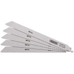 Draper 38593 Bi-metal Reciprocating Saw Blades-Metal Cutting, 225mm, 24tpi 5 Pcs
