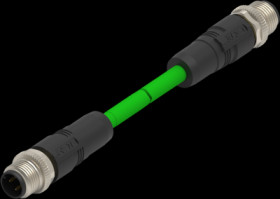 Sensor actuator cable, M12-cable plug, straight to M12-cable plug, straight, 4 pole, 1 m, FRNC, green, 4 A, TAD14747101-002