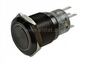 Przycisk stabilny 19mm płaski LED nieb.12V czarny