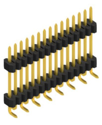 Pin header, 15 pole, pitch 1.27 mm, angled, black, SLVW9SMD10215G