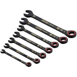 Draper Expert 03911 HI-TORQ&#xAE; M Rev. Ratchet Spanner Set Black 7Pc