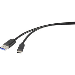 Renkforce RF-4536470 USB cable USB-A to USB-C Black 0.15 m 3.2 1st Gen