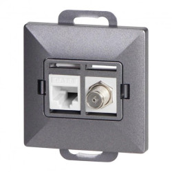Gniazdo pojed. typu F + Gniazdo 1xRJ45 Cat6 Pearl, TV/F+RJ45/P, antracyt,OR-OE-7718/A