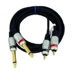 Kabel audio 2xwt.Jack 6,3 mono/2xwt.RCA MK50 1m