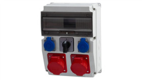 Rozdzielnica Caja 12M - Gniazda 16A 5P, 32A 5P, 2X230v, L/P(32A) /12 Modułów/