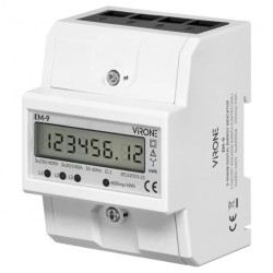 3-fazowy cyfrowy wskaźnik zużycia energii elektrycznej, 100A, 4 moduły, DIN TH-35mm,EM-9