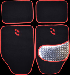 Vehicle - floor mat, aluminium-look pad, red, set of 4