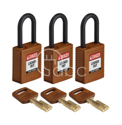 Kłódka LOTO SafeKey nylonowa, szekla 38 mm, brązowa (3 szt.), 150314