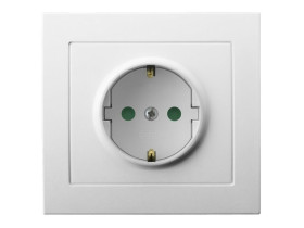 KIER Gniazdo pojedyncze z uziemieniem schuko z przesłonami biały GP-1WSP/00 OSPEL