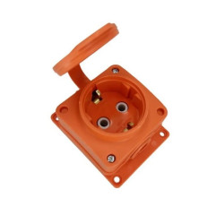 Listwa, gniazdo gumowe pojedyncze Schuko IP54 pomarańczowe HOROZ