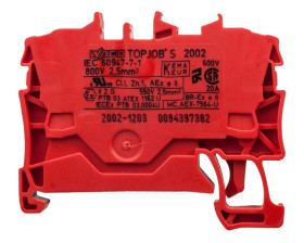 Złączka szynowa 2-przewodowa 2,5mm2 czerwona 2002-1203 TOPJOBS