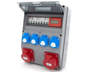 Rozdzielnica budowlana 32A/5 + 16A/5 + 4*GS 230V + zabezpieczenia + certyfikowany licznik MID, 12NO42C11C11CL