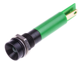 Lampka kontrolna do montażu panelowego 230V ac, zielona 8mm LED Czarny RS PRO