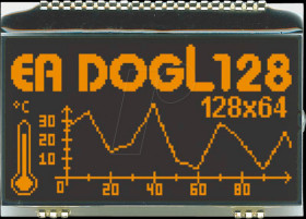 EA DOGL128S-6 LCD graphic module, 60.8 x 32.9 mm, black