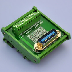 CZH-LABS DIN Rail Mount 24-Pin 0.085&quot; Centronics Male Ribbon Connector Interface Module, Screw Terminal Block Breakout Boar