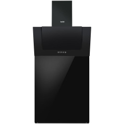 Baridi DH210 Angled Chimney Cooker Hood Filter LED Lamp Splashback - Black Glass