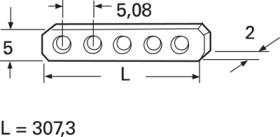 Threaded strip, M3, steel, (L x W x H) 307.3 x 2 x 5 mm, 34 512 009 11