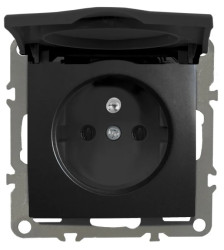 QUADRA Gniazdo hermetyczne z klapką z/u czarne matowe