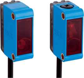 Czujniki fotoelektryczne Przez wiązkę w obudowie prostokątnej SICK PNP zakres 30 mm Światło laserowe