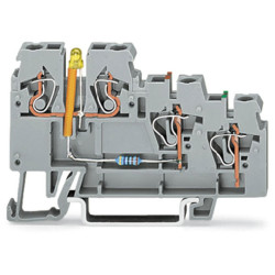 WAGO 270-585/281-507 Actuator -ve LED 3-Cndtr. Terminal Block Grey AWG28-12