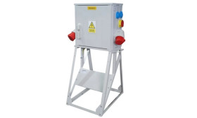 Rozdzielnica budowlana ERB40A1L na stojaku, IP54, gniazda: 1x CEE 32A, 1x CEE 16A, 4x GS 230V, licznik energii, wyłącznik główny