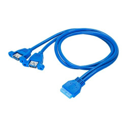 Adapter z kablem Akyga AK-CA-62 2x USB A 3.0 A (f) / USB 19 pin (f) 65cm