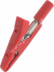 MA 1 RT Krokodylek izolowany mini z gniazdem 2mm, rozwarcie szczęk 7mm, czerwony, Hirschmann, 930317801, MA1RT