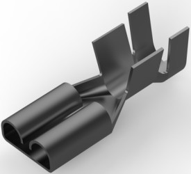 Uninsulated flat plug sleeve, 6.35 x 0.81 mm, 4.0 to 5.2 mm², AWG 11 to 10, brass, tin-plated, 180384-2