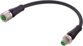 Sensor actuator cable, M12-cable plug, straight to M12-cable socket, straight, 3 pole + PE, 5 m, PUR, black, 12 A, 2134343544505
