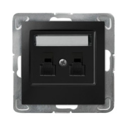 IMPRESJA Gniazdo telefoniczne podwójne niezależne czarny metalik GPT-2YN/m/33
