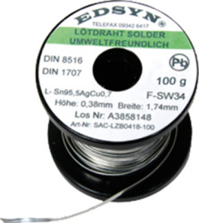 Solder, lead-free, SAC (Sn95.5Ag3.8Cu0.7), 100 g, SAC-LZB 0418