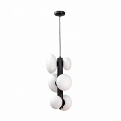 Lampa wisząca OMI czarna, 6-punktowa, szklane klosze - 1194 Zuma Line